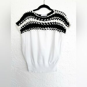 Anne Fontaine Carmela Crochet Knit Short Sleeve Sweater Top Womens Small